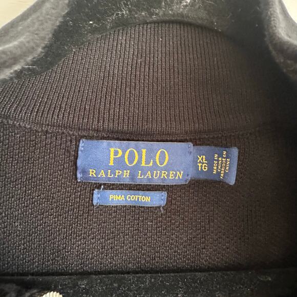 Polo Ralph Lauren 1/4 Zip Black Pima Cotton Sweater XL - Picture 6 of 11